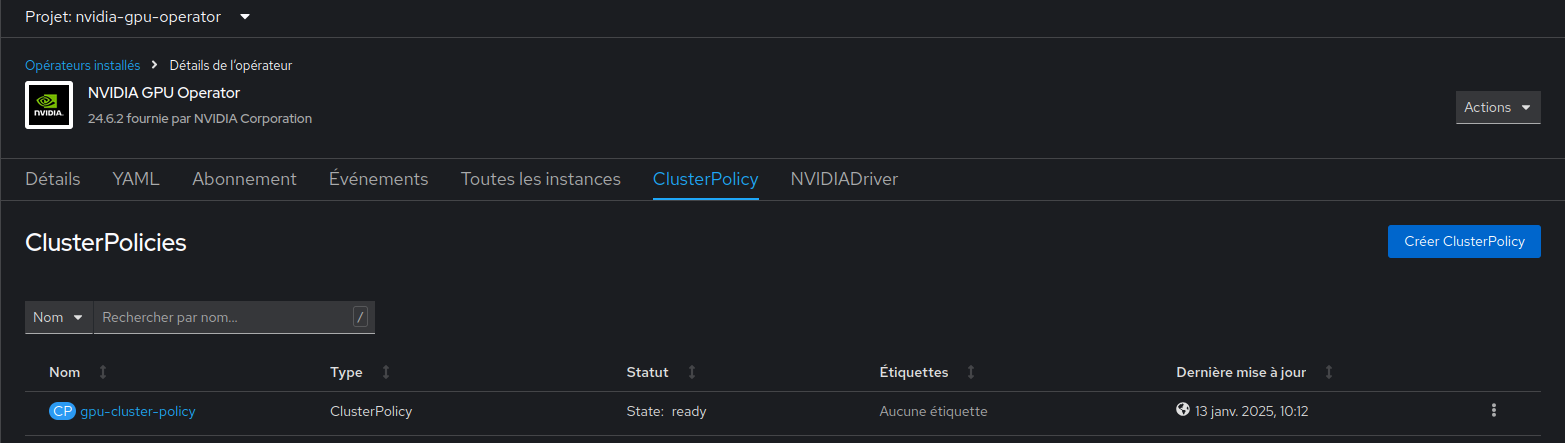 Create un cluster Openshift avec GPU - Page