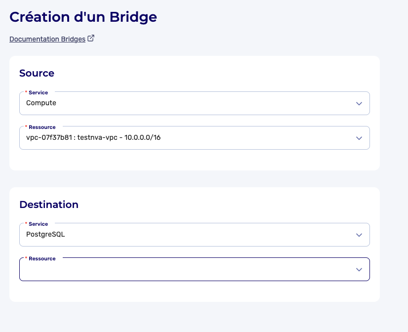 Formulaire création Bridge