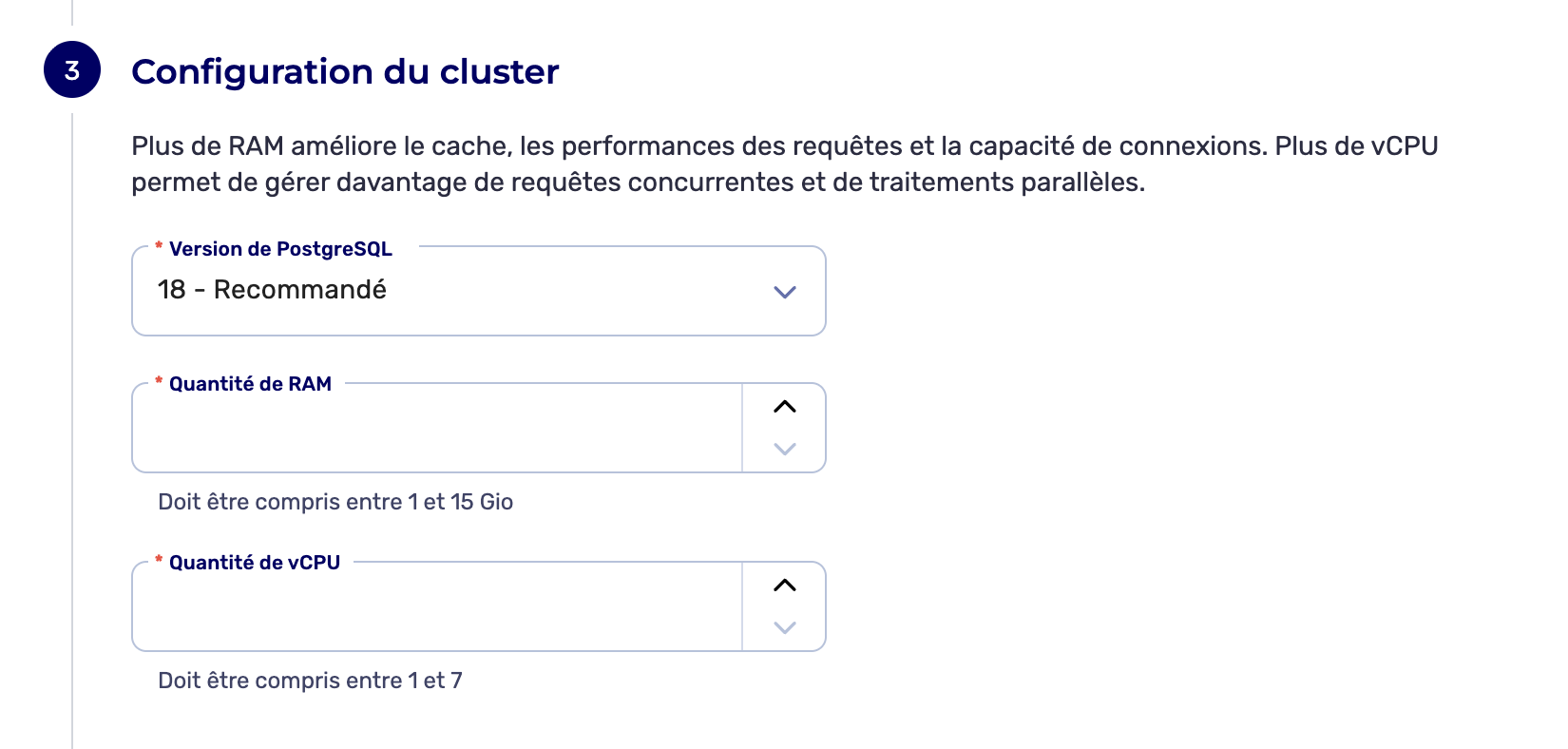 Input create cluster configuration