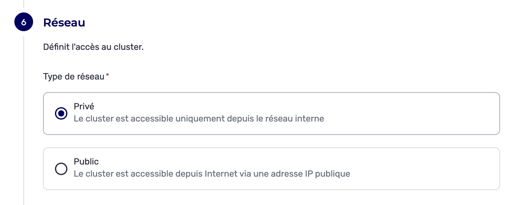 Input create cluster network