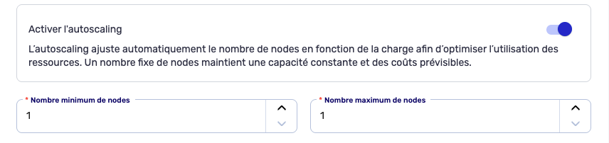 Autoscaling du node pool Kubernetes