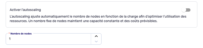 Nombre de nodes sans autoscaling du node pool Kubernetes
