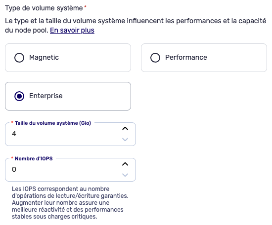 Volume système du node pool Kubernetes