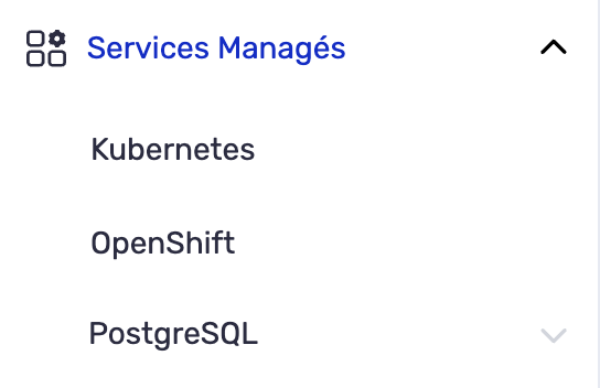 Menu Services managés