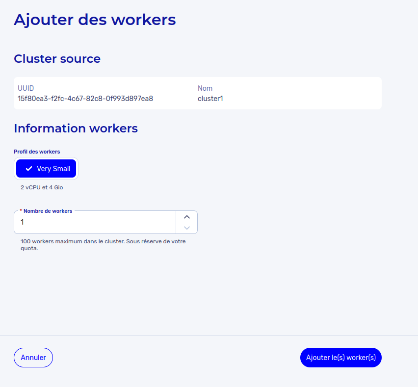 Ajouter de nouveaux workers à un cluster Kubernetes - Formulaire