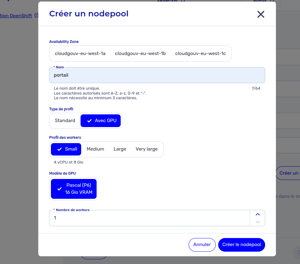 Create un cluster Openshift avec GPU - Page