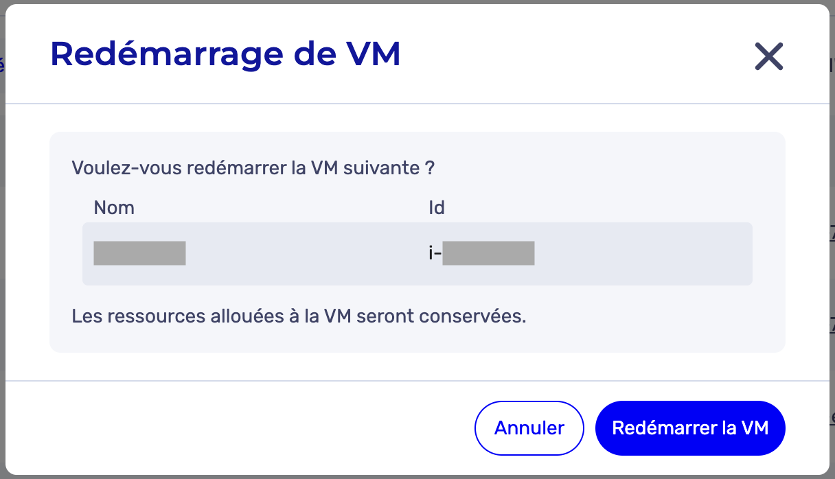 Restart VM Confirmation