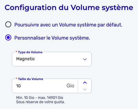 Volume système VM