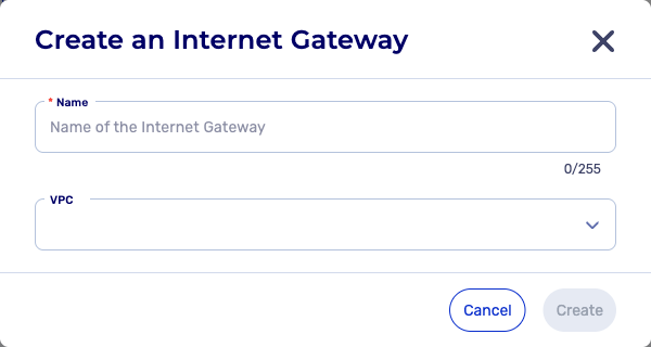 Create Internet Gateway: Create resource