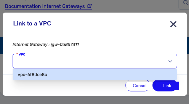 Create Internet Gateway: Select vpc to attach