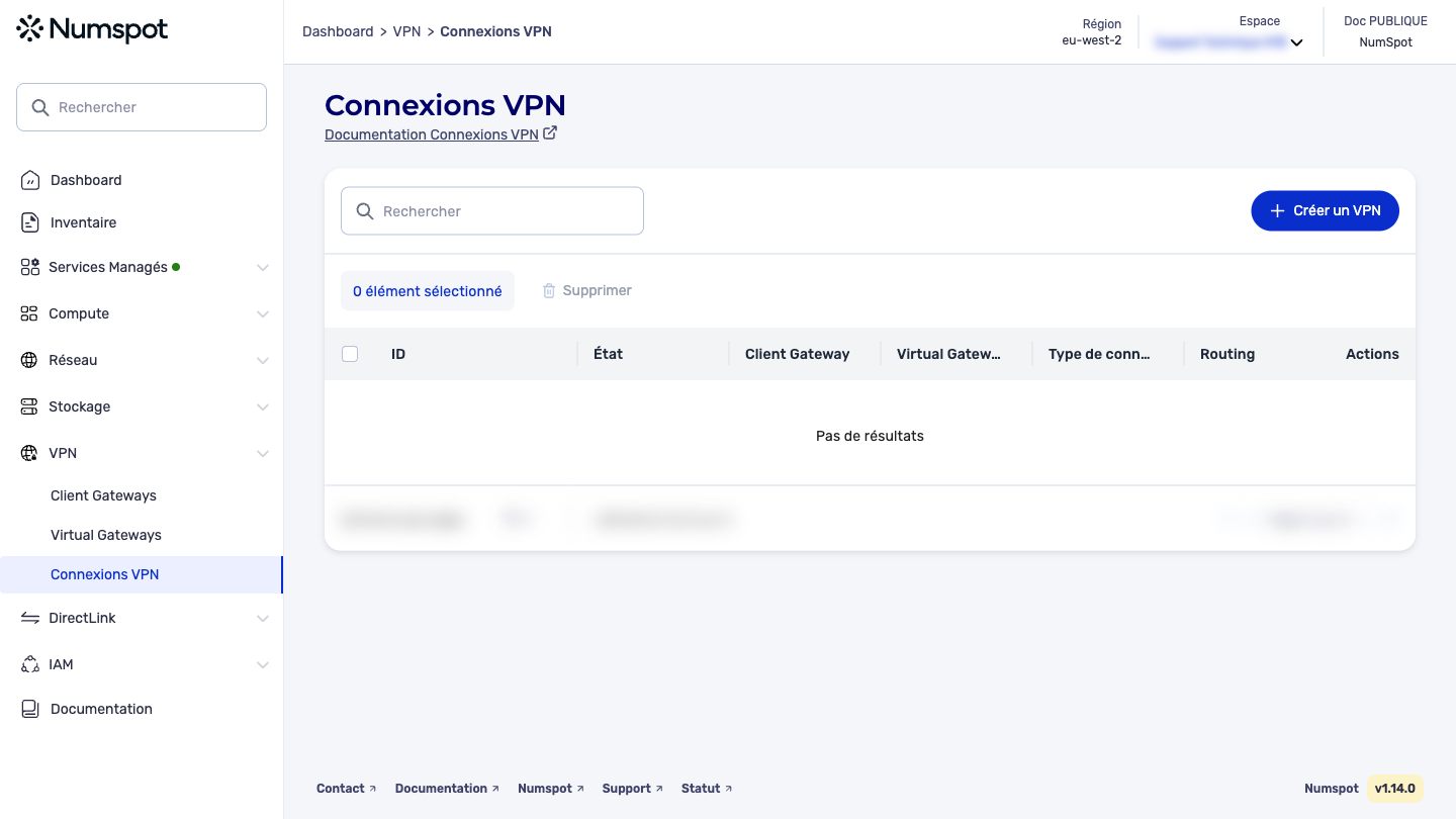 Depuis le menu latéral gauche, cliquez sur VPN → Connexions VPN.