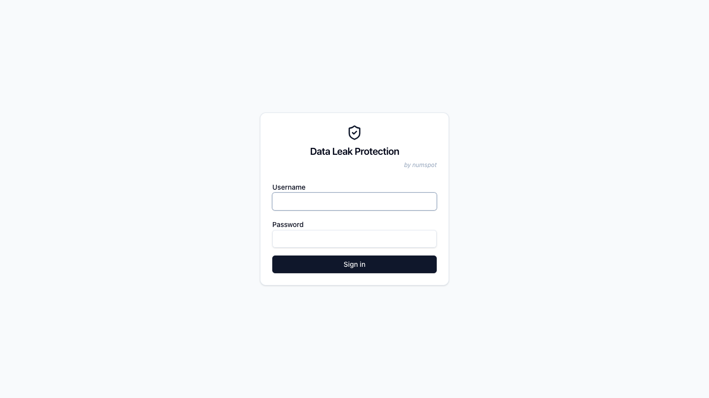 Saisissez vos identifiants sur la page de connexion de la console DLP.