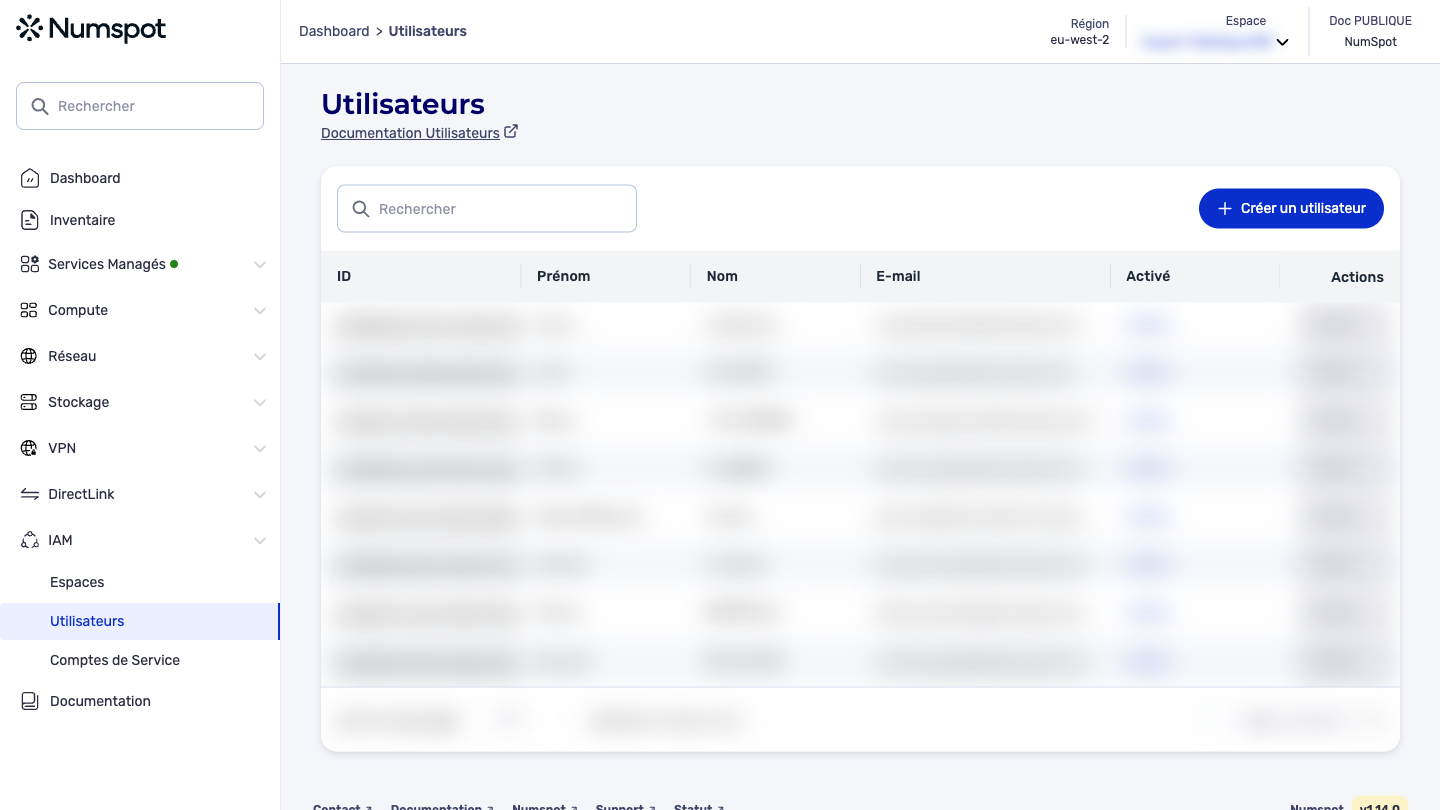 Depuis le menu latéral gauche, cliquez sur IAM → Utilisateurs.
