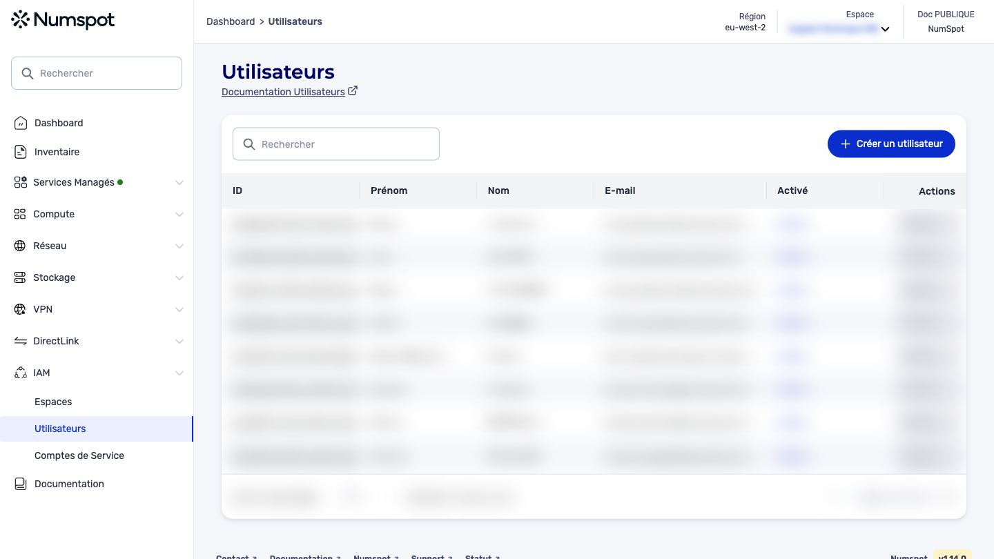 Depuis le menu latéral gauche, cliquez sur IAM → Utilisateurs.